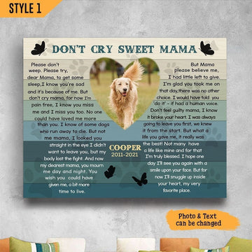 Don't Cry Sweet Mama Dog Poem | Custom Dog Memorial Canvas Print