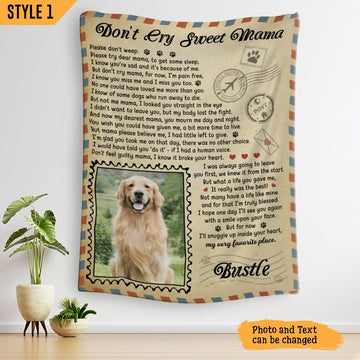 Don't Cry Sweet Mama Dog Poem | Custom Dog Memorial Blanket Print