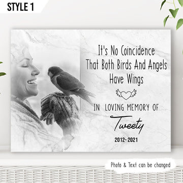 It's No Coincidence That Both Birds And Angels Have Wings | Custom Bird Memorial Canvas Print