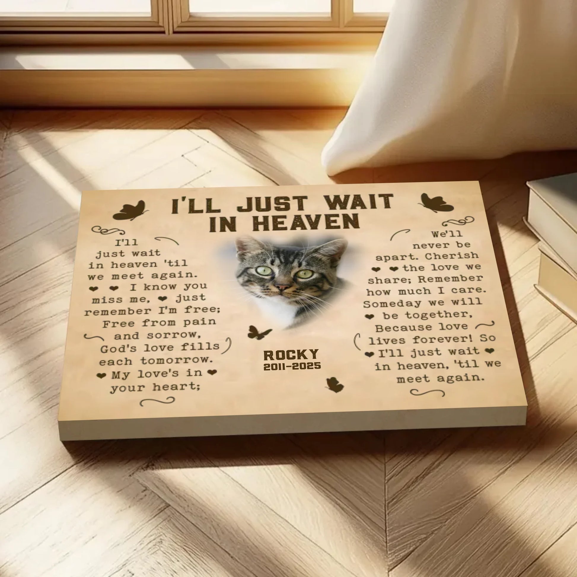 I'll Just Wait In Heaven Cat Poem | Custom Cat Memorial Canvas Print