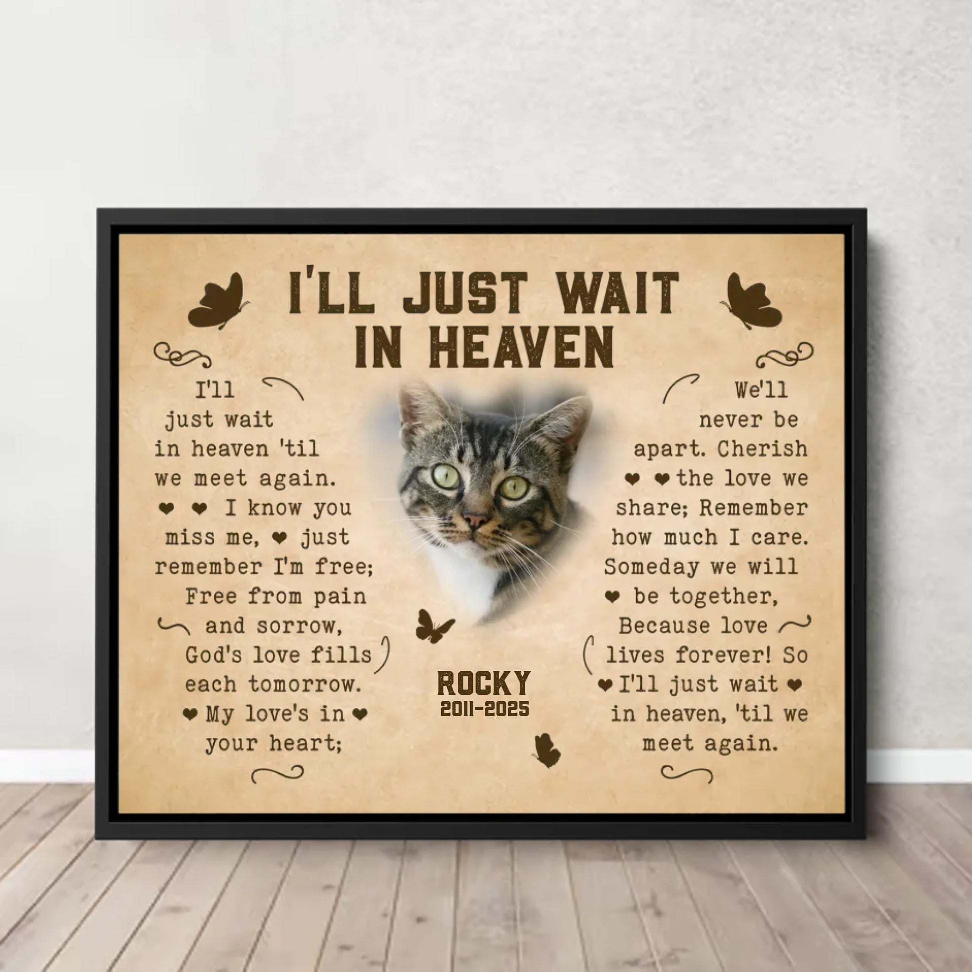 I'll Just Wait In Heaven Cat Poem | Custom Cat Memorial Canvas Print