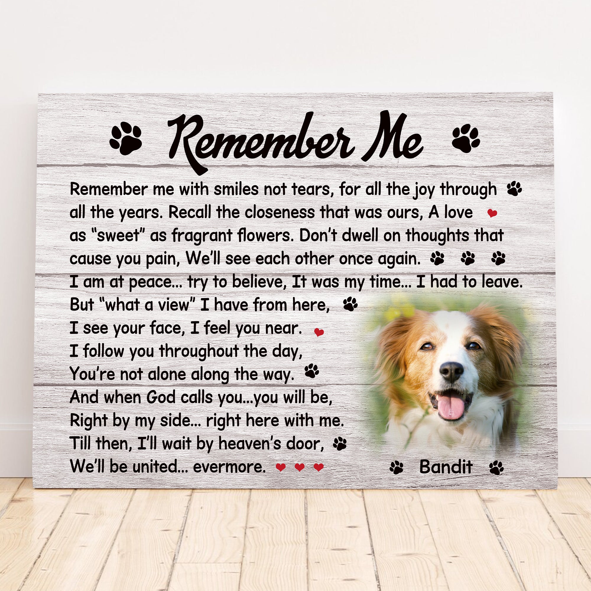 Remember Me Dog Poem | Custom Dog Memorial Canvas Print