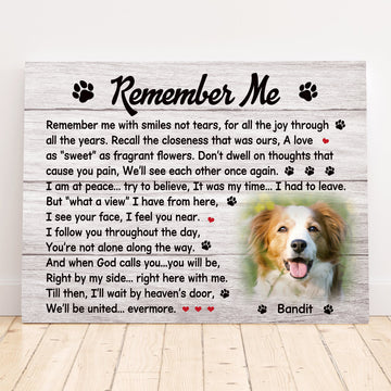 Remember Me Dog Poem | Custom Dog Memorial Canvas Print