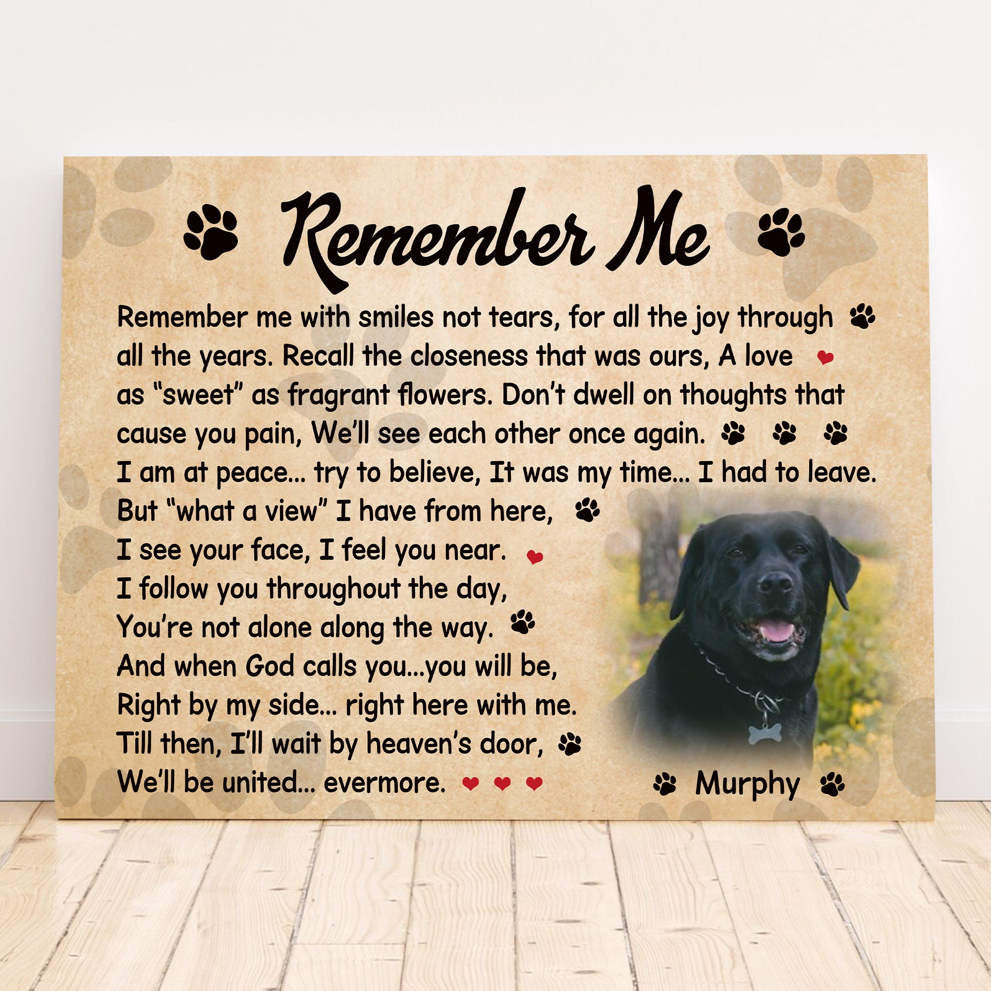 Remember Me Dog Poem | Custom Dog Memorial Canvas Print
