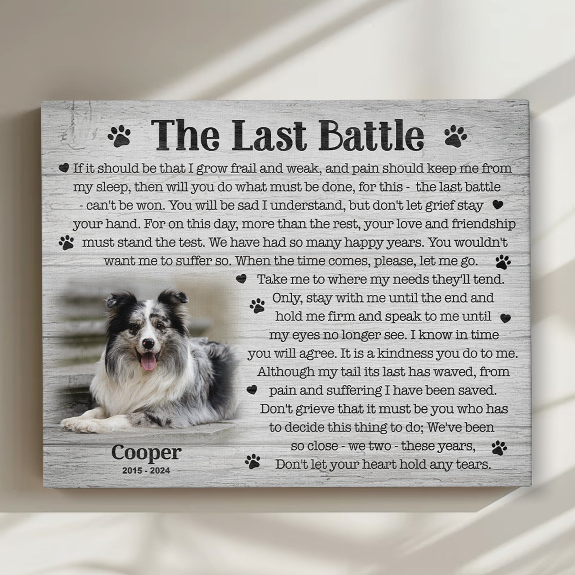 The Last Battle Dog Poem | Custom Dog Memorial Canvas Print