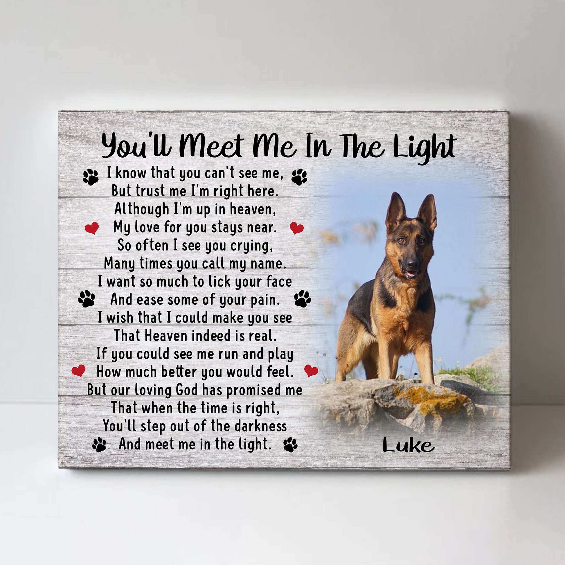 You'll Meet Me In The Light Dog Poem | Custom Dog Memorial Canvas Prin