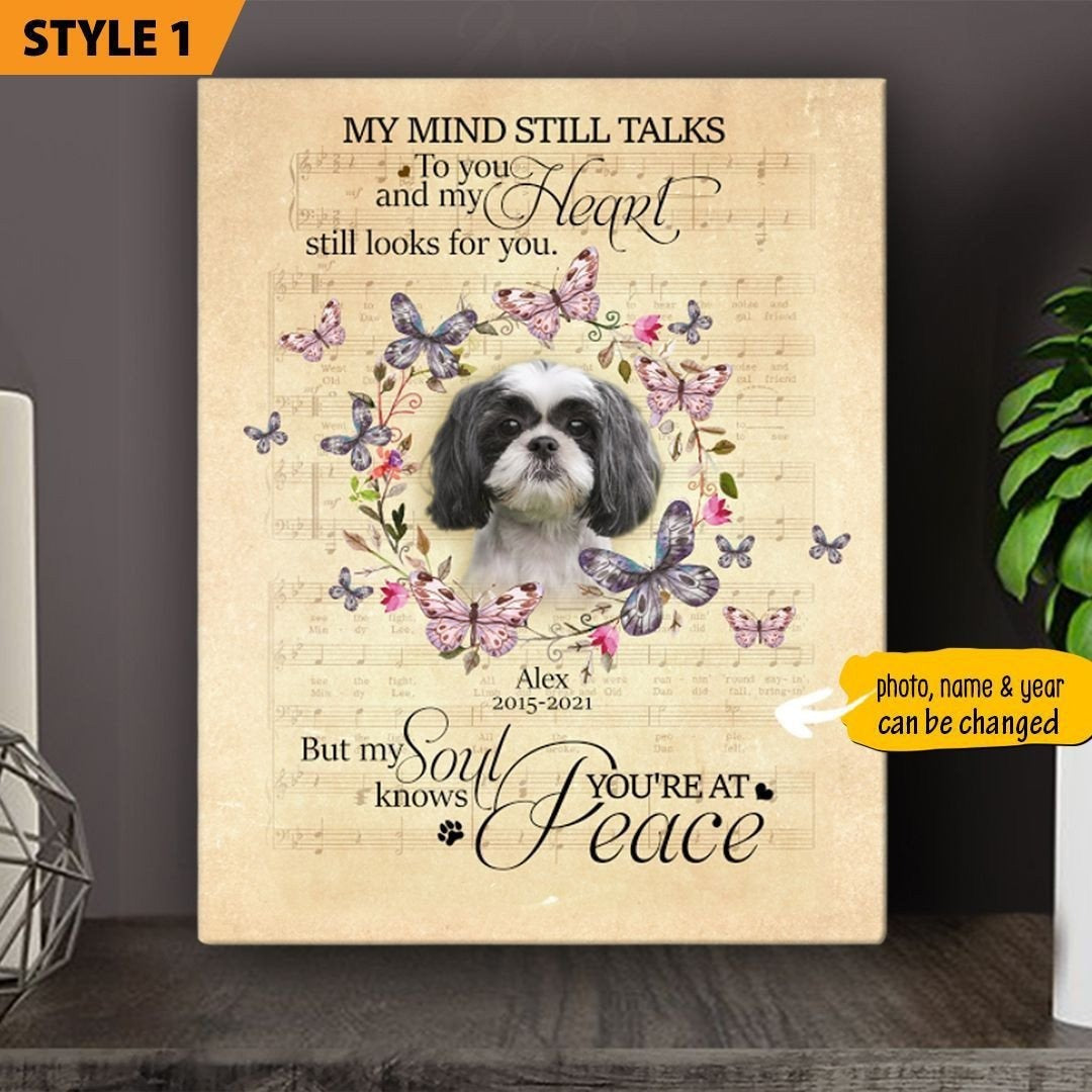 My Mind Still Talks To You Losing Dog Quote | Custom Dog Memorial Canvas Print