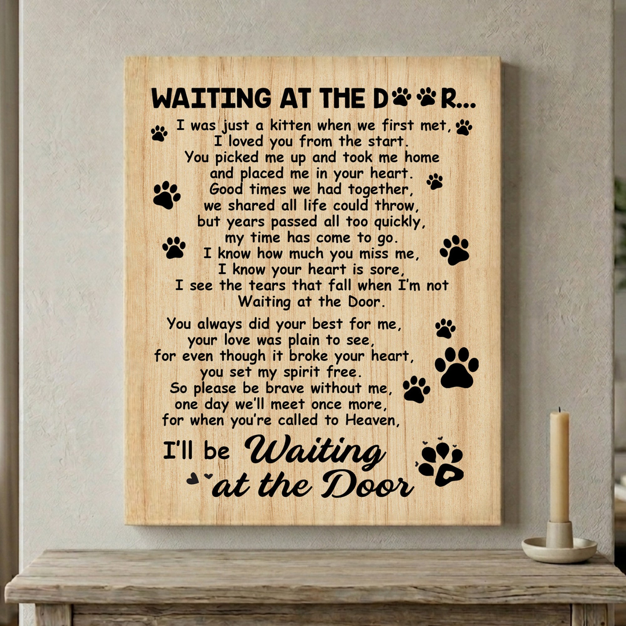 Waiting At The Door Cat Poem | Cat Memorial Canvas Print