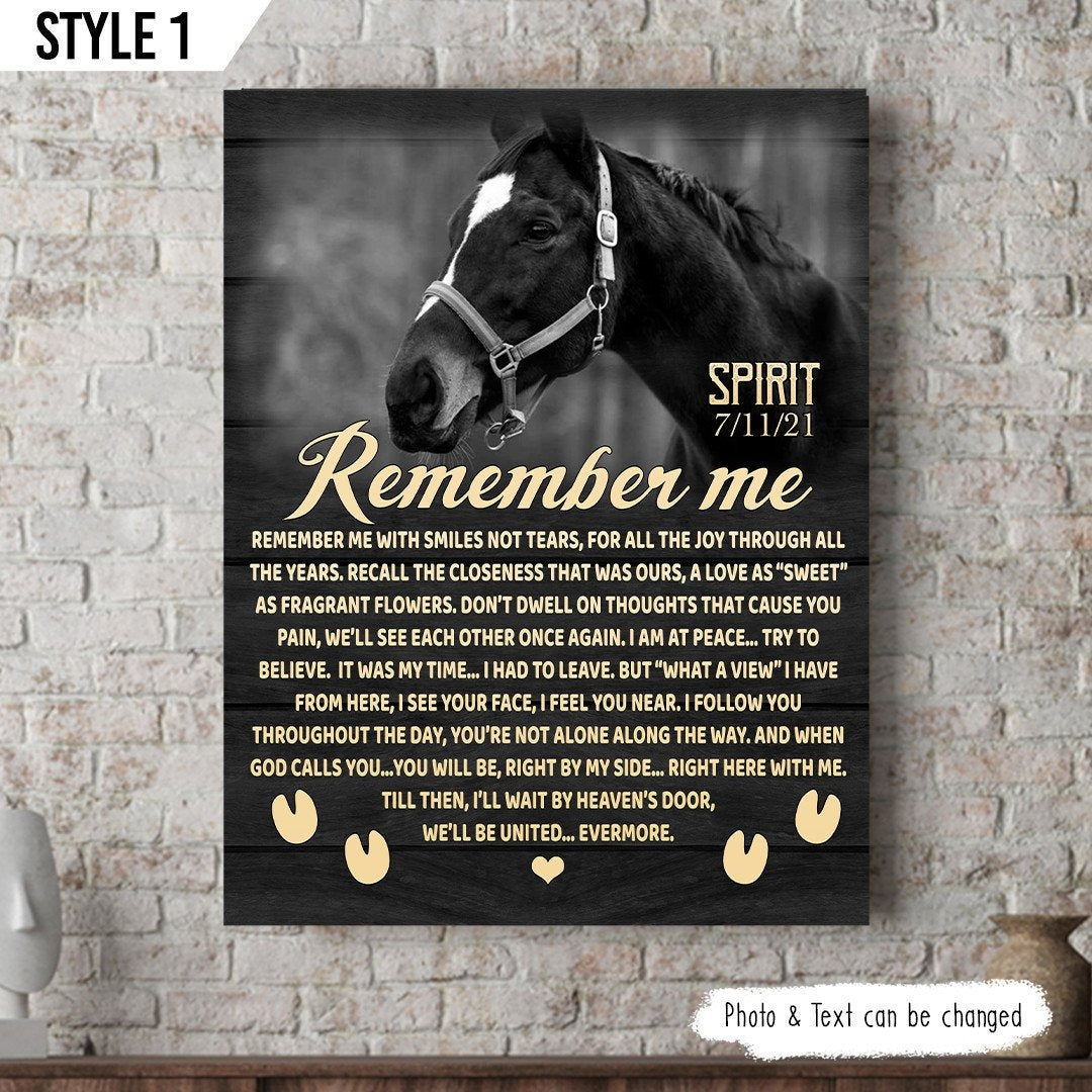 Remember Me Horse Poem | Custom Horse Memorial Canvas Print