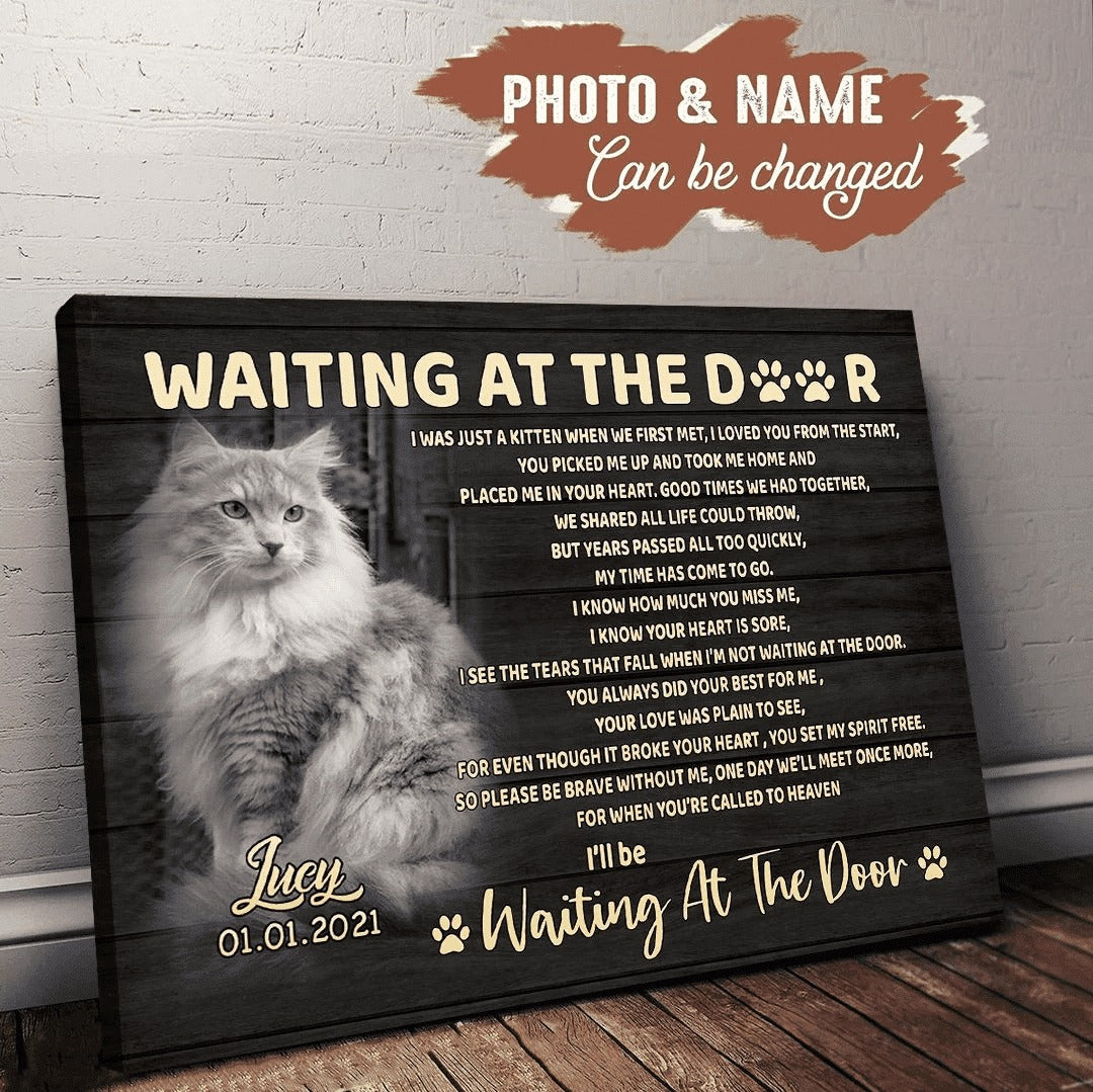 Waiting At The Door Cat Poem | Custom Cat Memorial Canvas Print