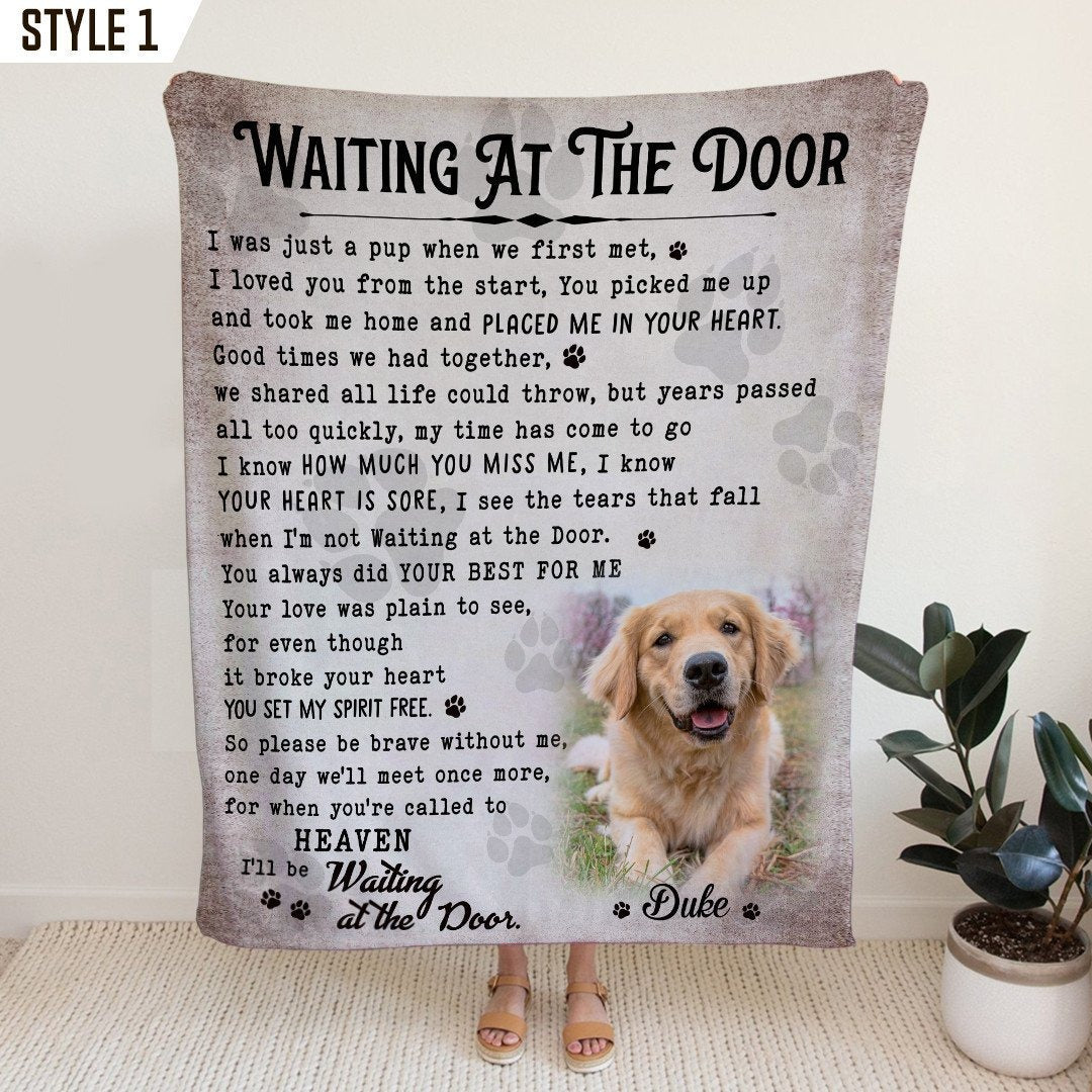 Waiting At The Door Dog Poem | Custom Dog Memorial Blanket Print