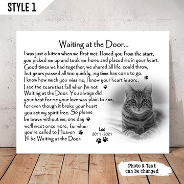 Waiting At The Door Cat Poem | Custom Cat Memorial Canvas Print