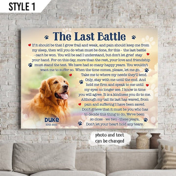 The Last Battle Dog Poem | Custom Dog Memorial Canvas Print | Rainbow Bridge