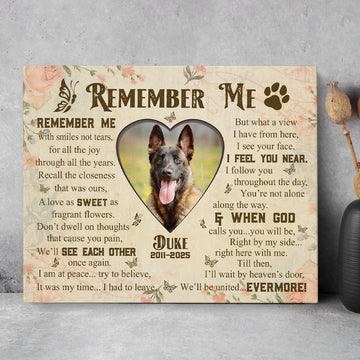 Remember Me Dog Poem | Custom Dog Memorial Canvas Print