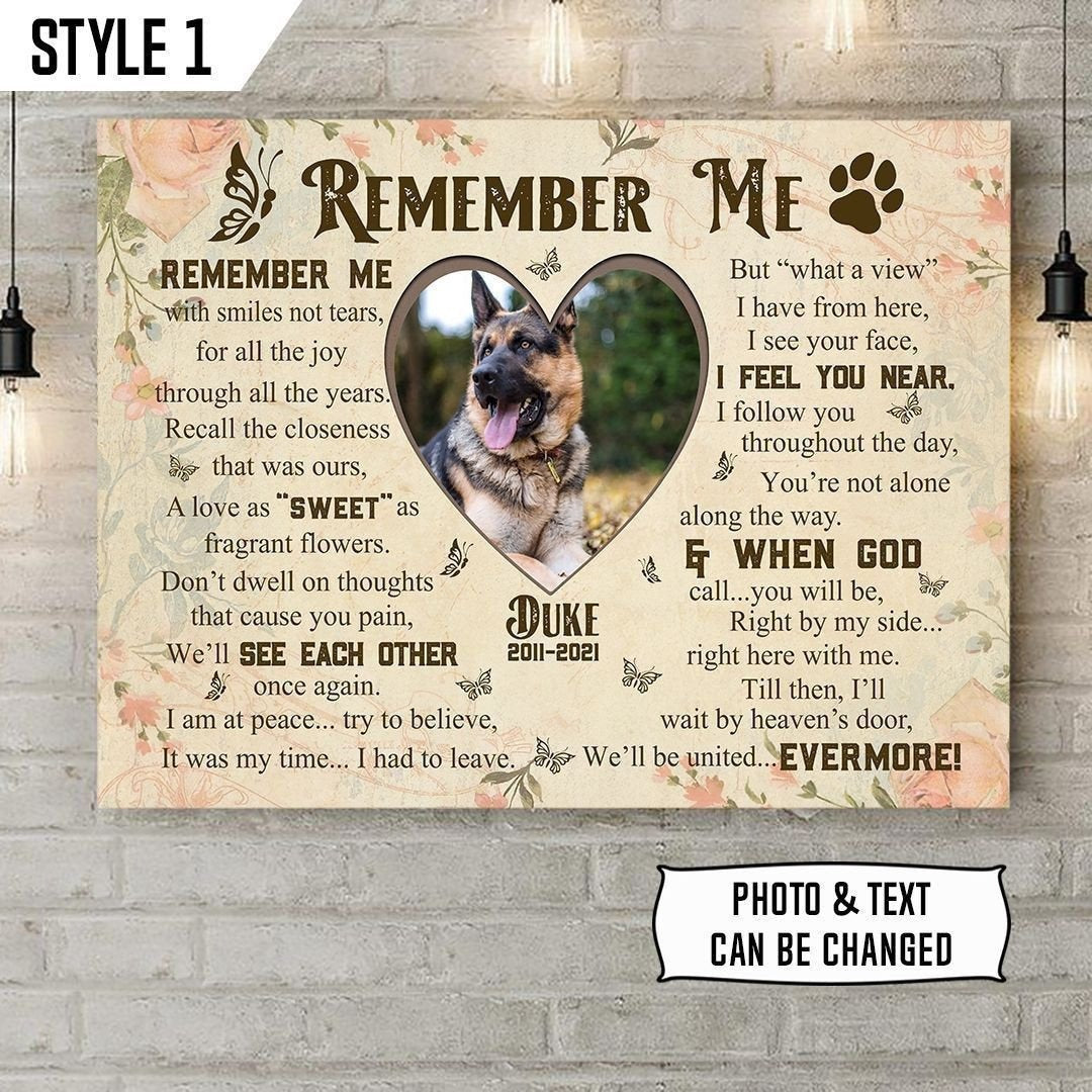 Remember Me Dog Poem | Custom Dog Memorial Canvas Print