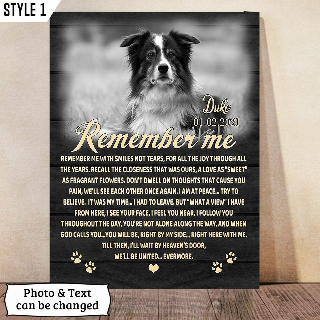 Remember Me Dog Poem | Custom Dog Memorial Canvas Print