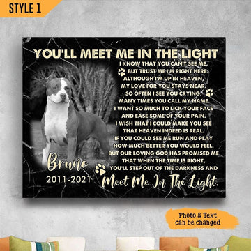 You'll Meet Me In The Light Dog Poem | Custom Dog Memorial Canvas Print