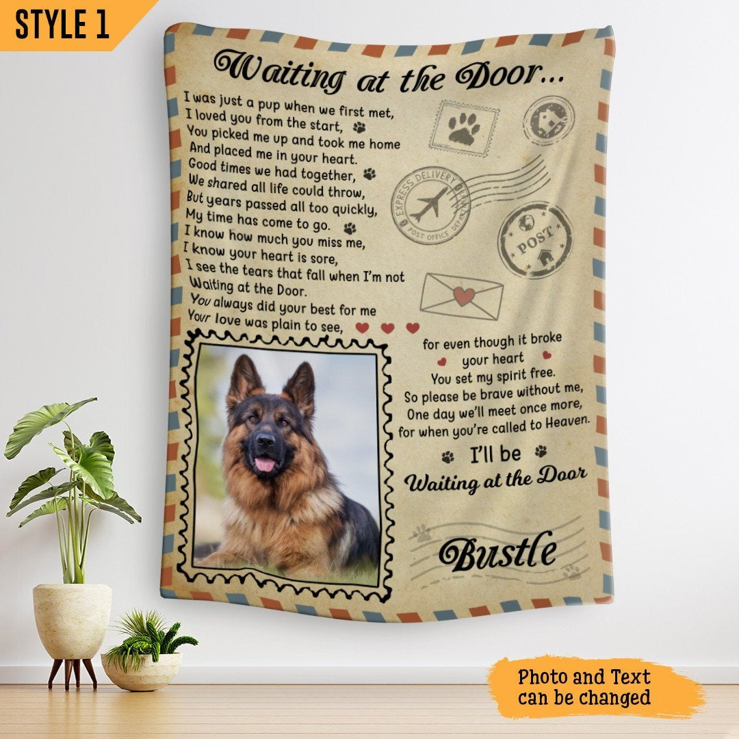 Waiting At The Door Dog Poem | Custom Dog Memorial Blanket Print