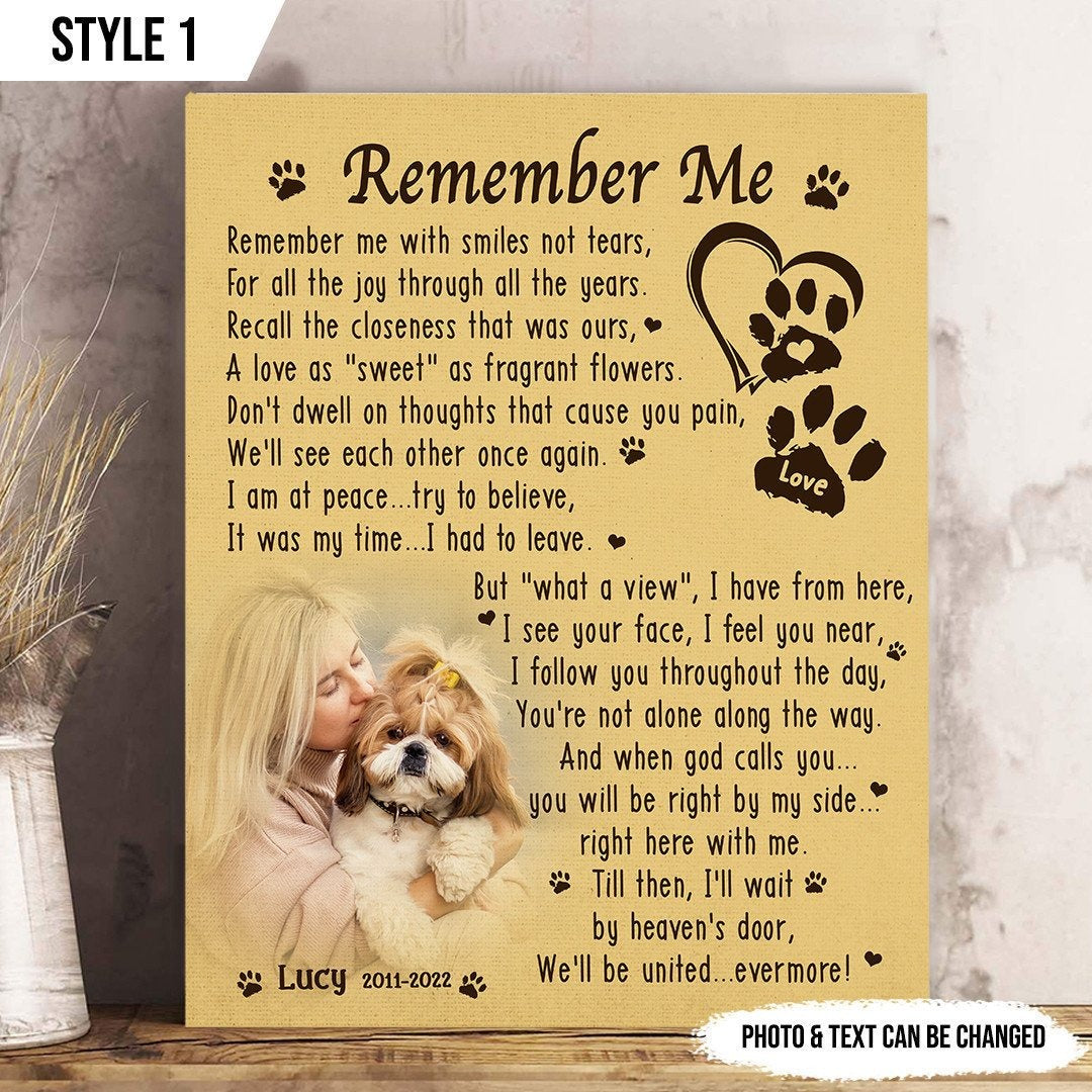 Remember Me Dog Poem | Custom Dog Memorial Canvas Print