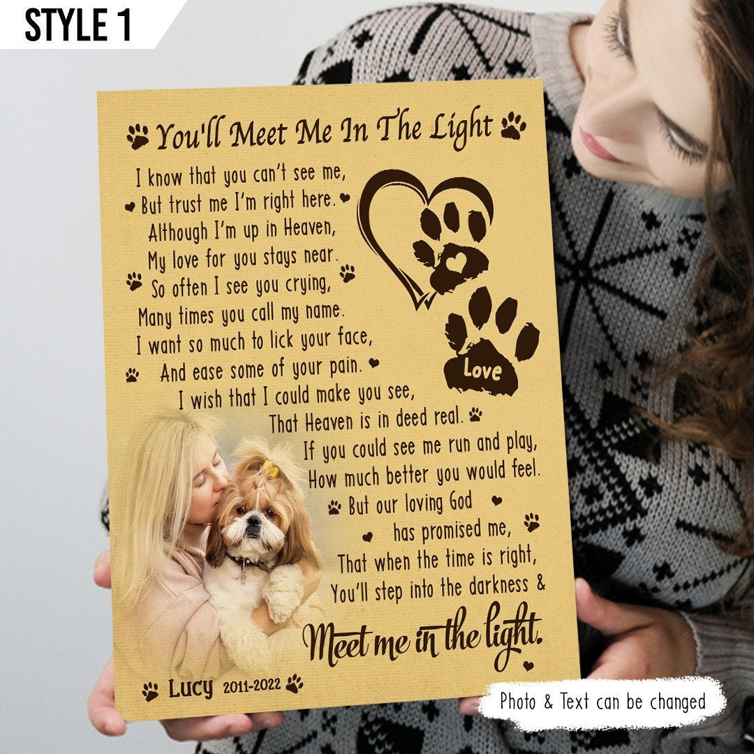 You'll Meet Me In The Light Dog Poem | Custom Dog Memorial Canvas Prin